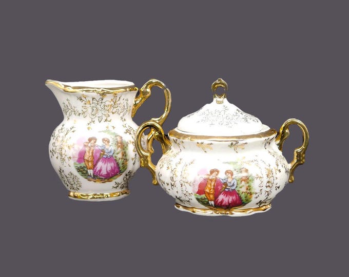 Arnart Love Story | Fragonard | Courting Couples creamer and covered sugar bowl made in Japan.