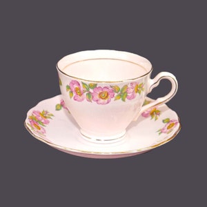 Colclough 8013 pink cup and saucer set. Bone china made in England.