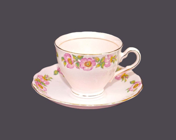 Colclough 8013 pink cup and saucer set. Bone china made in England.