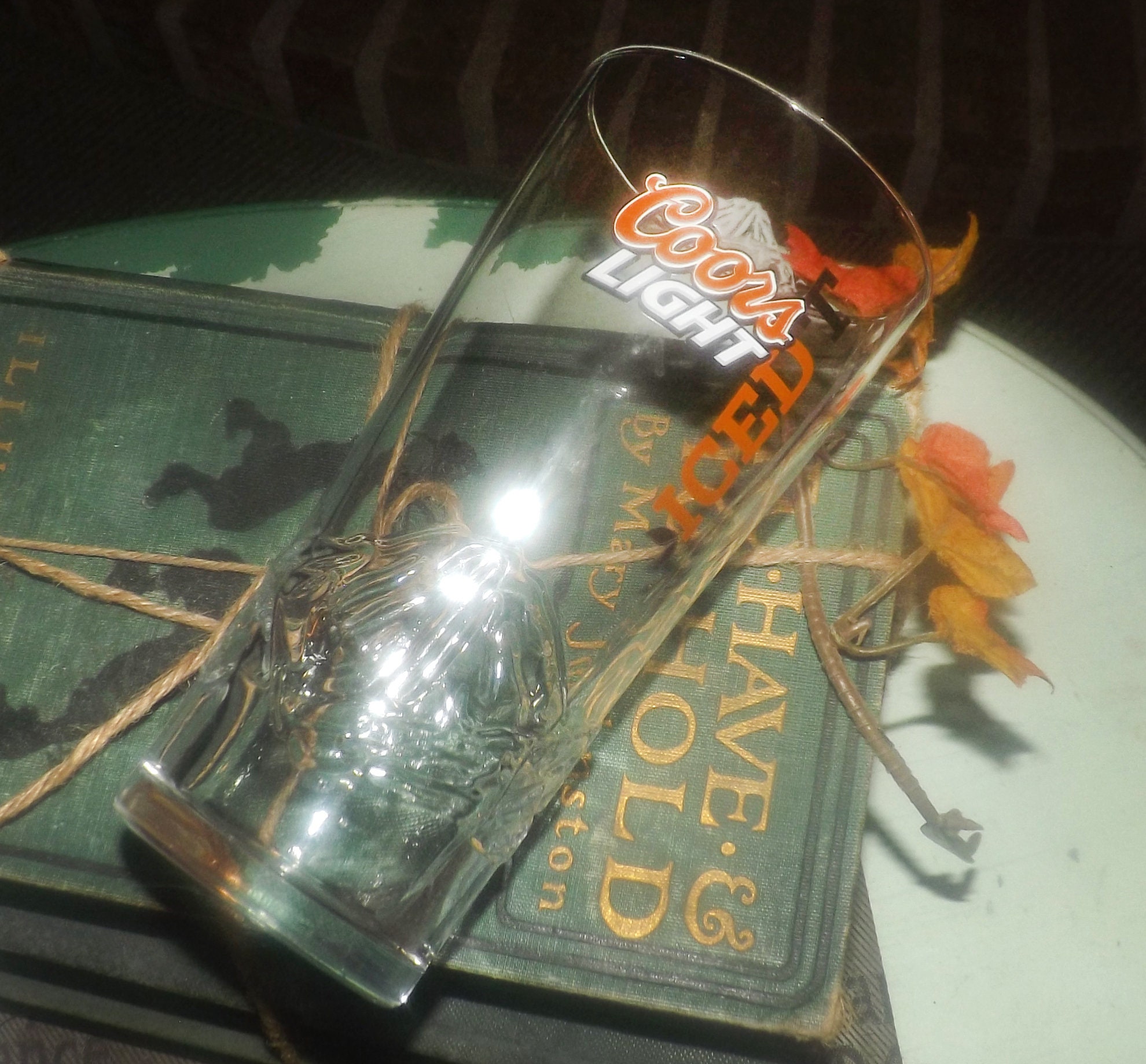 Coors Light Iced T Icedtea Beer tumbler beer glass. Etched and