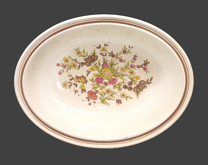 Royal Doulton Gaiety LS1014 oval rimmed stoneware serving bowl. Lambethware stoneware made in England.