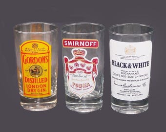 Vintage high ball glass: Gordon's Gin, Black & White Scotch, or Smirnoff Vodka