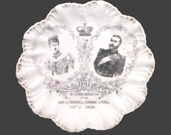 Antique Edwardian Duke & Duchess of Cornwall Plate 1901 Canada Visit. Austria.