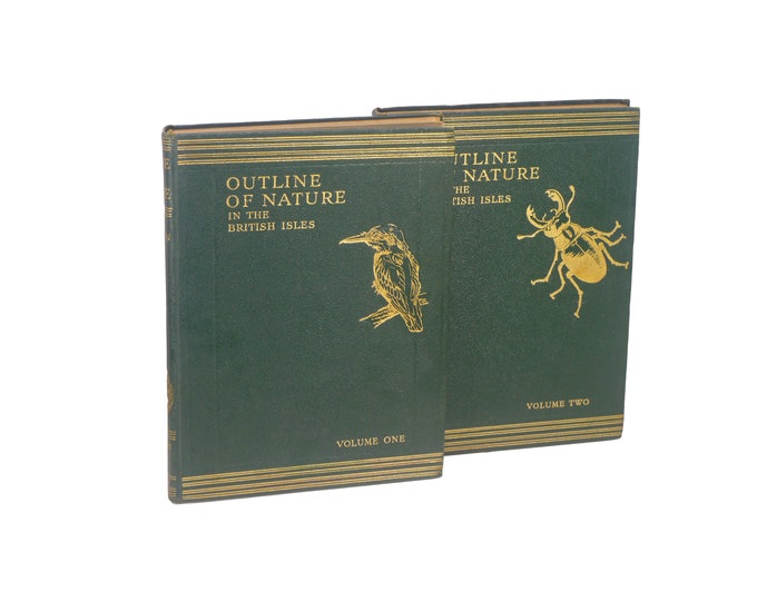 Pair of antiquarian first-edition books Outline of Nature in the British Isles Vols 1 & 2. Sir John Hammerton. Waverley Book Co.