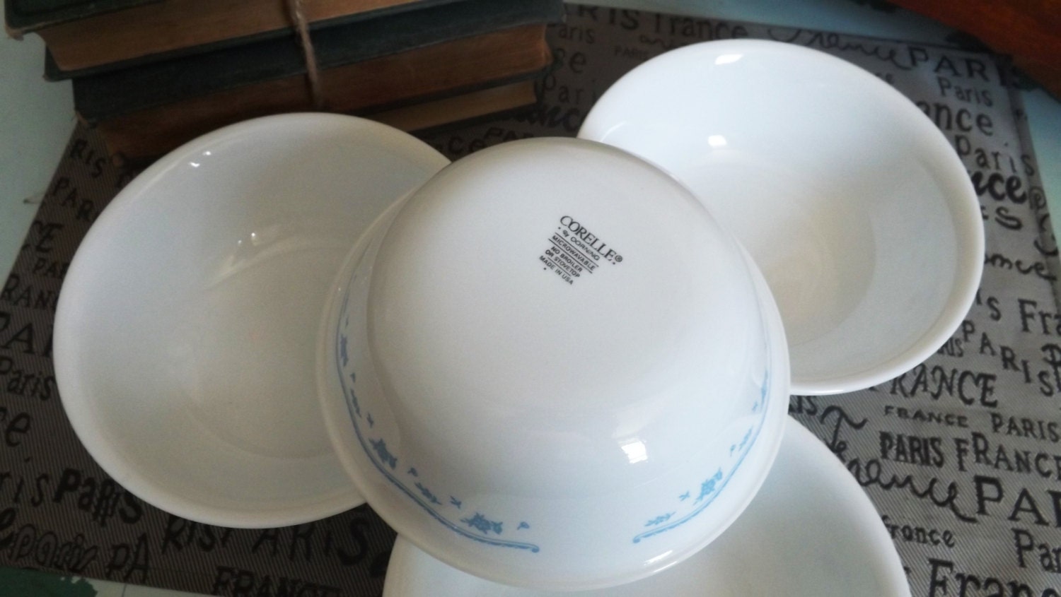 corelle blue bowls