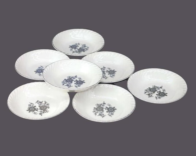 Vintage Wedgwood Royal Blue Ironstone dessert bowls made England. 7 bowls.