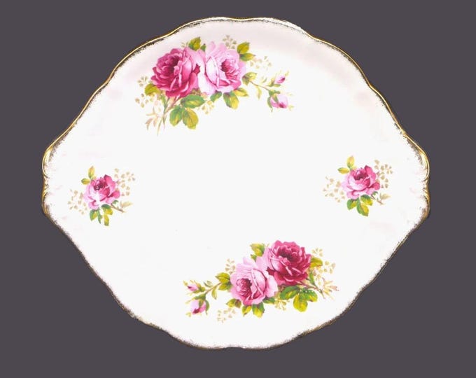 Royal Albert American Beauty lugged cake or cookie serving plate. Bone china made in England.