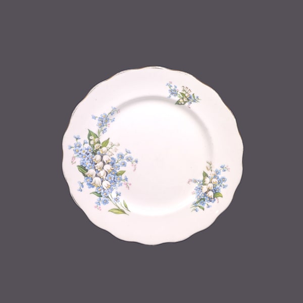 Colclough Forget-Me-Not salad plate. Bone china made in England. Sold individually.
