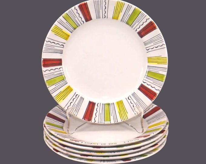 Retro vintage Broadhurst Mandalay bread plates. Kathie Winkle design England. 6 plates.