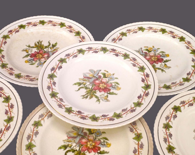 Seven antique Crown Ducal Riviera salad plates made in England. Flaws (see below).