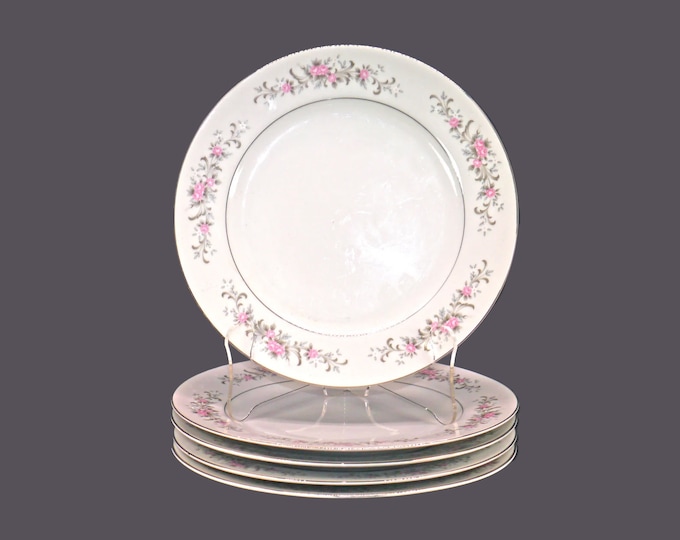 Five Premiere Fine China Rose Garden 3740 dinner plates made in Japan.
