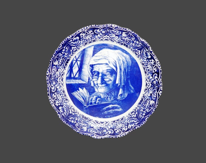 Boch Freres | Royal Boch La Louviere large hand-painted Delft wall cabinet display plate. The Fisherman's Wife.