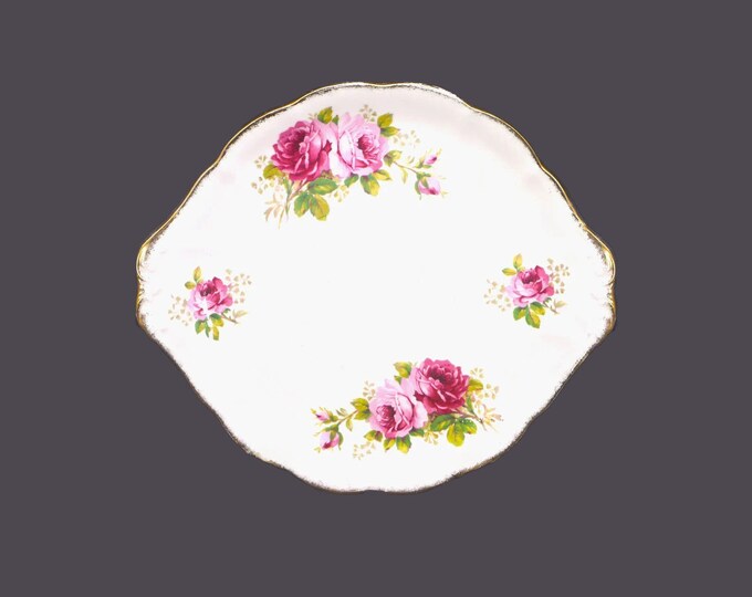 Royal Albert American Beauty lugged cake or cookie serving plate. Bone china made in England.