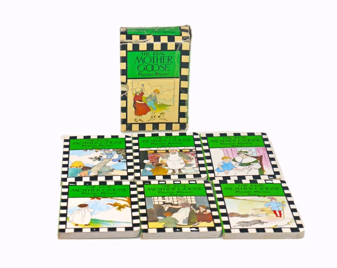 Six volumes of hardcover books in slipcase. The Real Mother Goose Playtime Rhymes series. Checkerboard Press. Hong Kong.