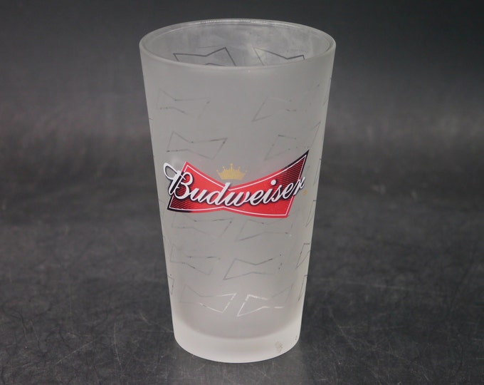 Budweiser King of Beers frosted pint glass. Gift for him. Gift for dad.