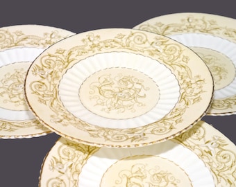 Antique Victorian Griffin Dessert Plates: H.M. Williamson & Sons England, Set of 4