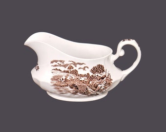 Ridgway Country Days Brown transferware gravy or sauce boat only made in England.