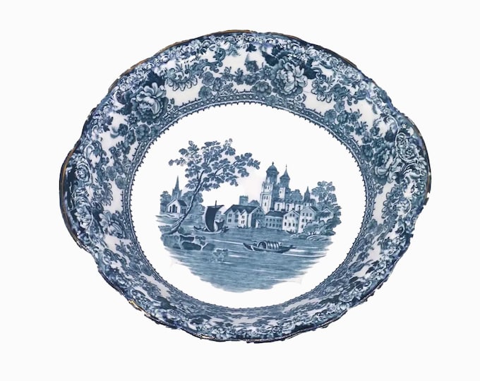 Antique Victorian Winkle & Wood Togo blue-and-white serving bowl: England
