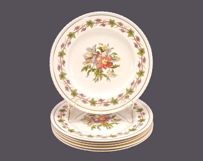 Six antique Crown Ducal Riviera salad plates made in England. Flaws (see below).