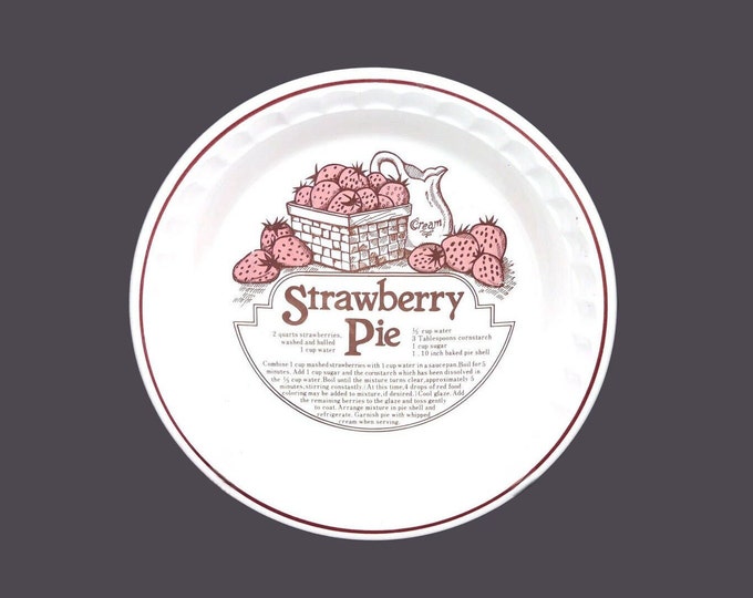 Strawberry Pie Recipe Pie Plate. Festival vintage stoneware made in Korea.