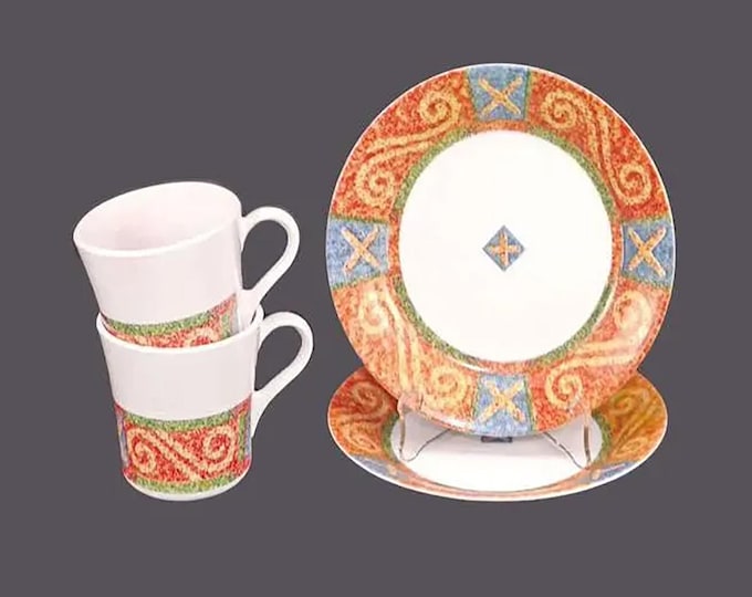 Corelle | Corningware Sand Art dinnerware. Two salad plates, two mugs. Made in the USA.