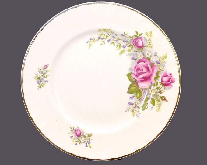 Ridgway Regal Rose dessert plate. White Mist Ironstone made in England.