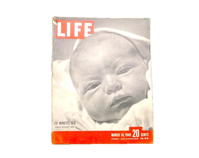 March 14 1949 Life Magazine. Dorothy McGuire's baby, Topo Swope, on cover. Great vintage ads.