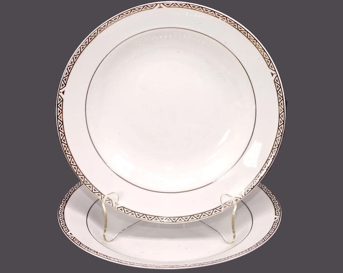 Pair of Royal Doulton Platinum rimmed soup bowls. Super Fine Bone China.