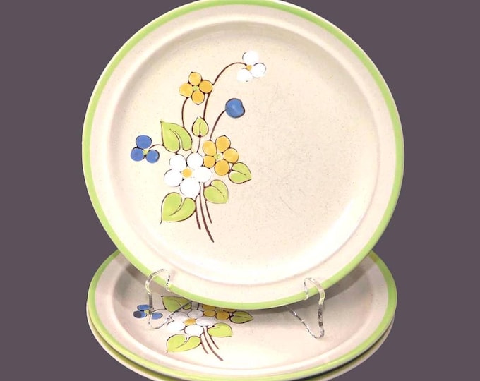 Three Stonecrest April Song stoneware salad plates. Andre Ponche design. Made in Korea.