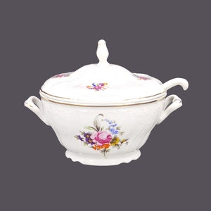 Vintage Bernadotte Thun Sonata Tureen: Meissen Dresden Flowers, Ladle