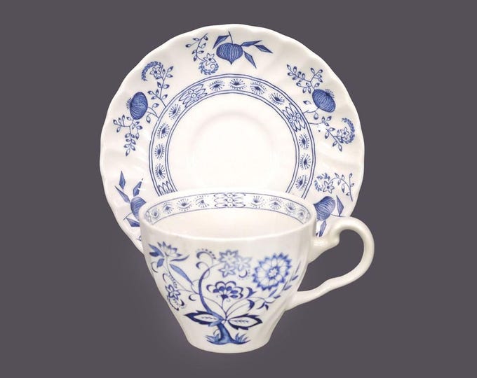 Johnson Brothers Blue Nordic cup and saucer set. Classic blue-and-white tableware made in England.