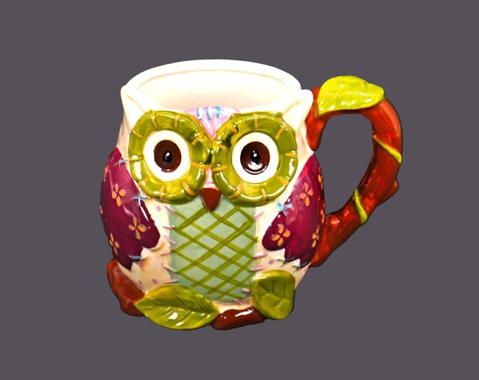 Pier 1 Olli the Owl 3D large, figural hand-painted coffee or tea mug.