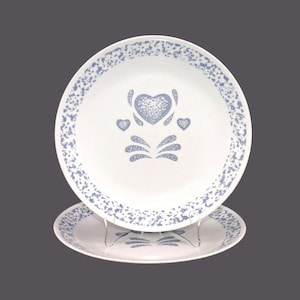 Pair of Vintage Corelle | Corningware Blue Hearts dinner plates made USA.