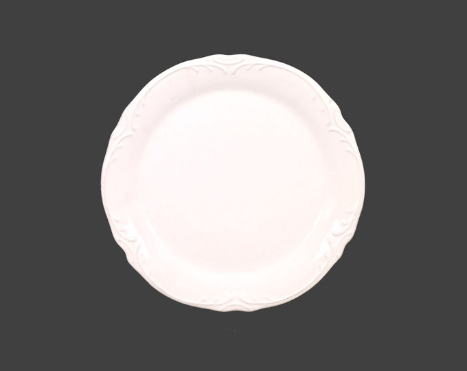 Pier 1 Madeline large dinner plate. Chef's favorite all-white embossed scrolls. Sold individually.