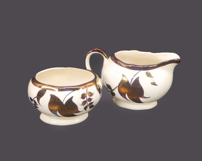 Lancaster Sandland LSA7 copper luster creamer and sugar bowl set made in England. Sandland Ware.