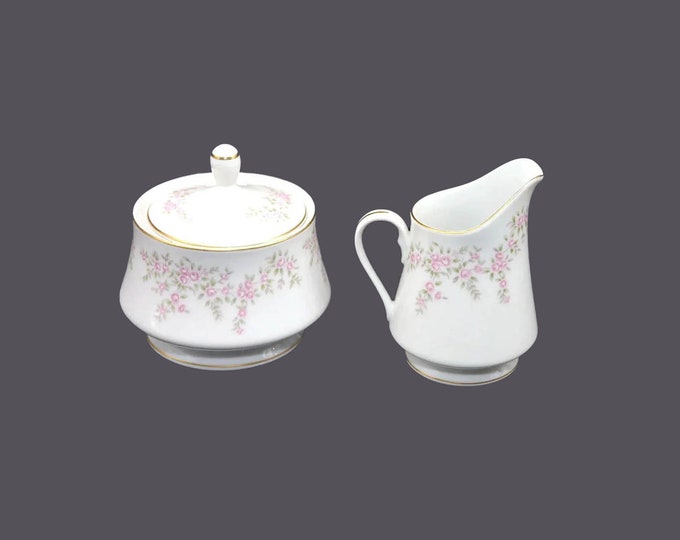Premiere Fine China April Rose 360 creamer and covered sugar bowl set made in Japan.