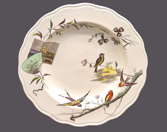 Antique Aesthetic Movement Powell Bishop Stonier Conway rimmed soup bowl made in England.