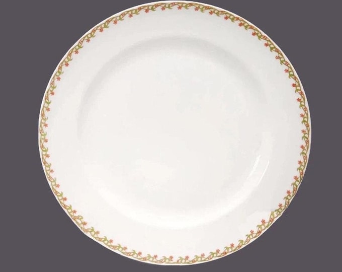 Antique art-nouveau Haviland Limoges luncheon plate. Peachy pink star-shaped floral garland. Made in France.