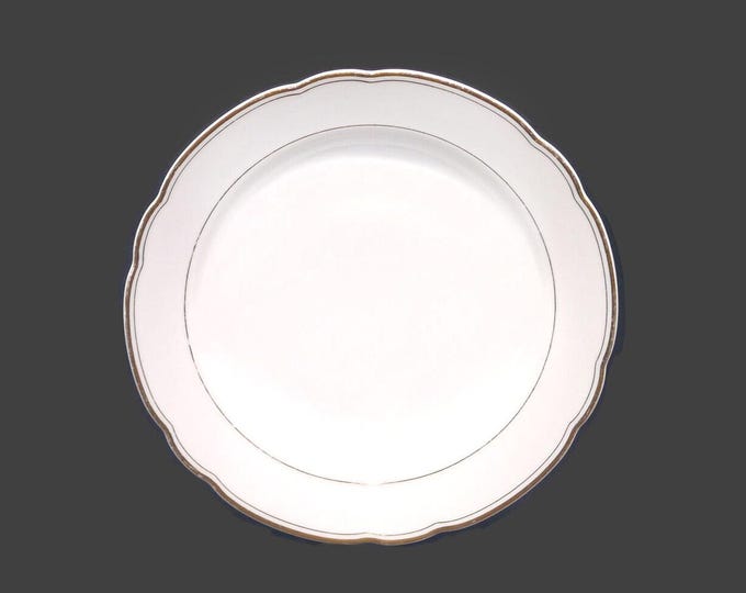 Fisher China FSA2 rimmed soup bowl. Classic white-and-gold tableware made in Germany. Sold individually.