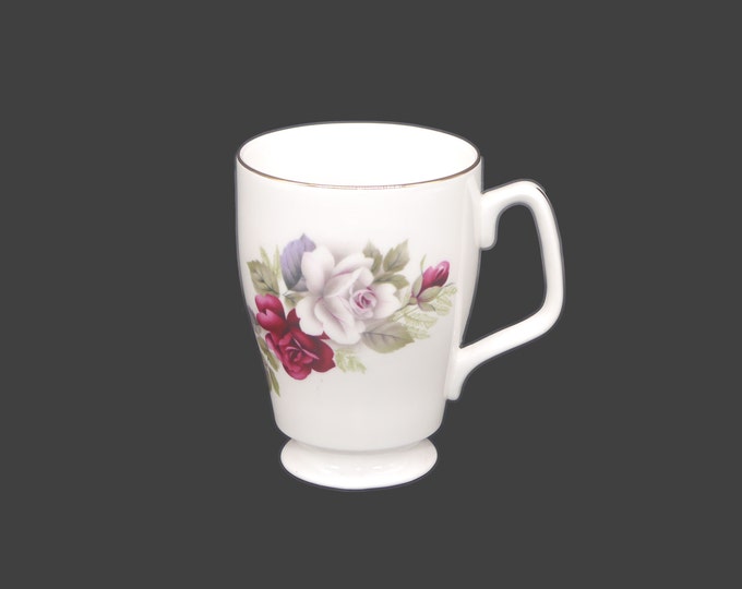 Royal Grafton bone china tea mug made in England. Red and pink roses, gold edge.