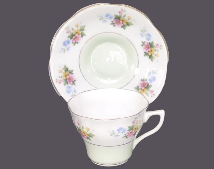 Vintage Queen's Rosina Bone China Cup and Saucer Set: Pink Daisies, Gold Trim