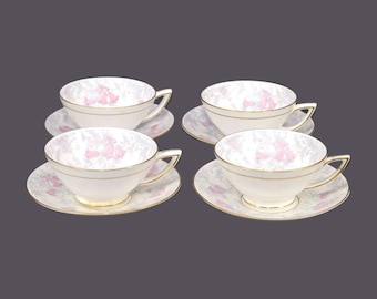 Vintage Minton The Debutante Bone China Cup and Saucer Sets (Set of Four)