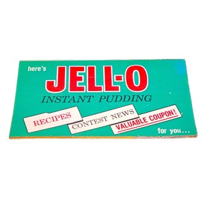1970 年代のビンテージ Jell-O インスタント プディング ウィン ア トリップ コンテスト折り込みレシピ パンフレット。