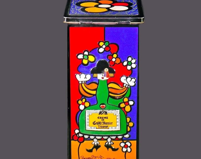 Vintage Romero Britto Lithographed Grand Marnier Tin, Signed
