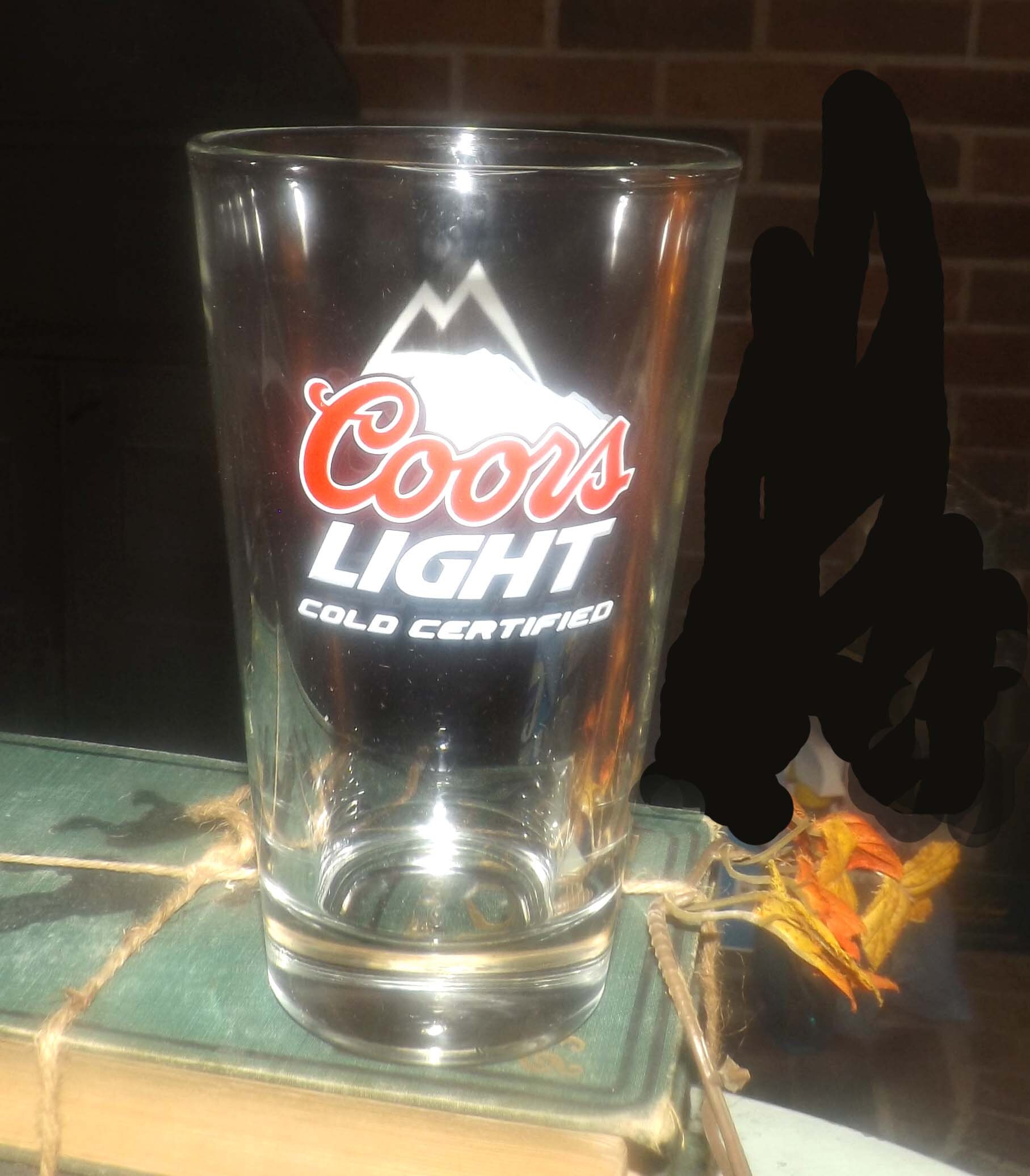 Vintage (1980s) Coors Light Cold Certified beer pint glass. Etchedglass branding, heavily