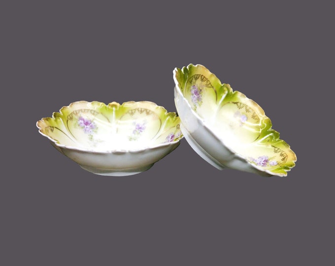 Pair of antique art-nouveau period RS Germany | Reinhold Schlegelmilch candy nut pin trinket jewelry key ring dishes.