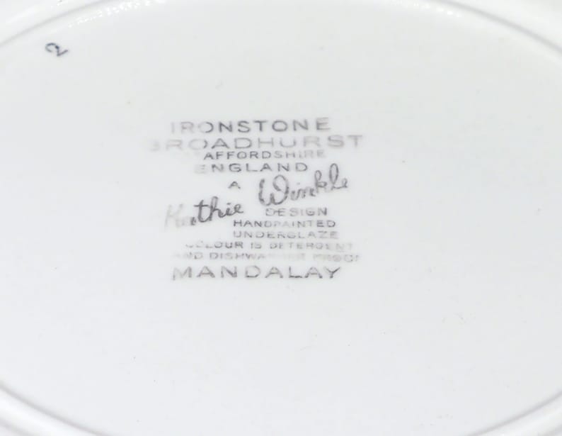 Retro Broadhurst Mandalay dinner plate made in England. Kathie Winkle design. Blemish see below. image 5