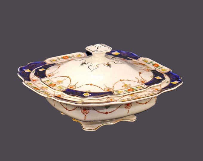 Myott Derby 7773 covered serving bowl. Imari tableware made in England.