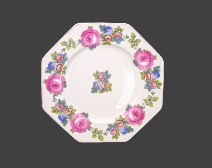 Antique Edwardian-era Wedgwood WW183 multisided salad plate. Imperial Porcelain made in England. Flaws (see below).