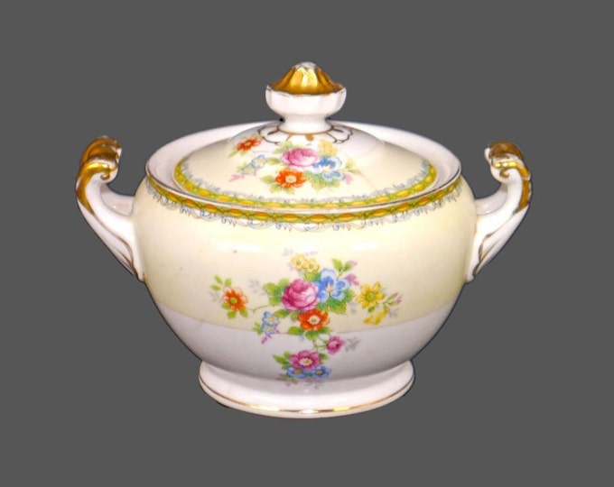 Gold China GOC35 covered sugar bowl made in Japan. Flaw (see below).